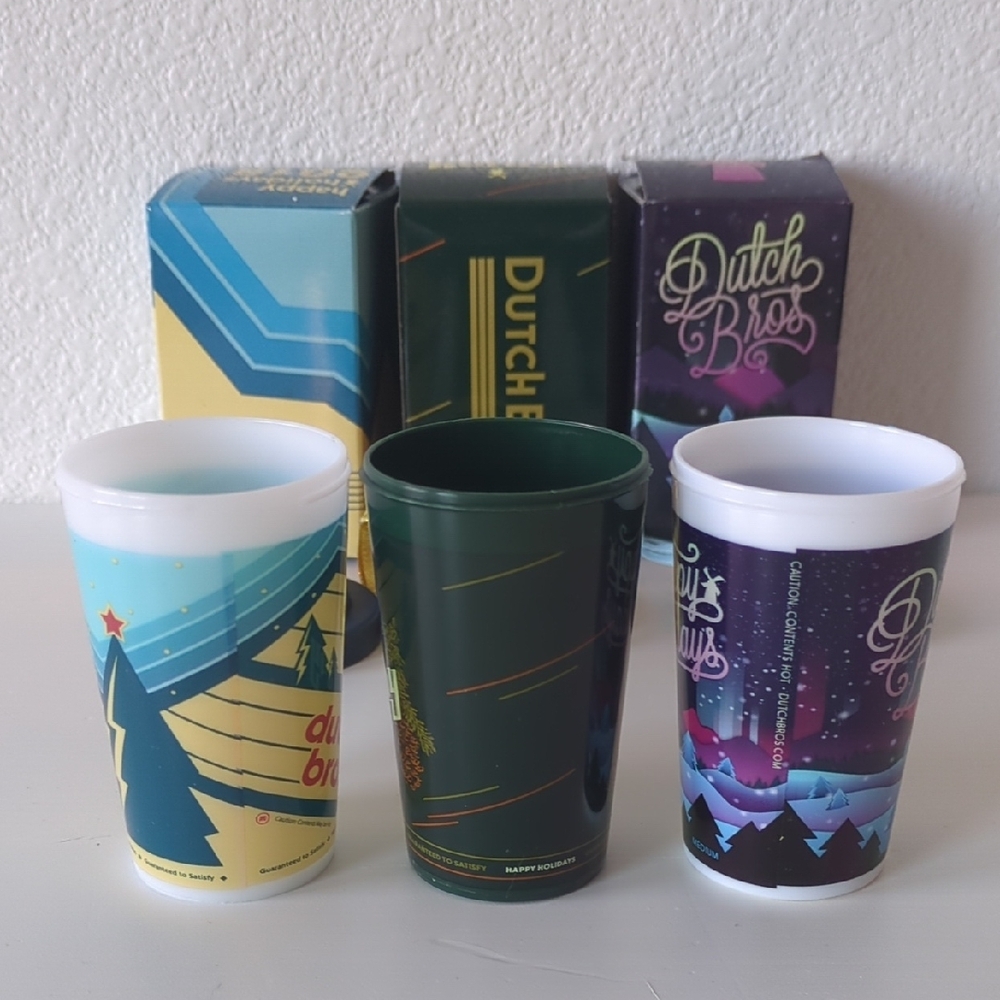 Set of 3 Dutch Bros Festive Holiday Plastic Ornament Cups - Picture 6 of 11